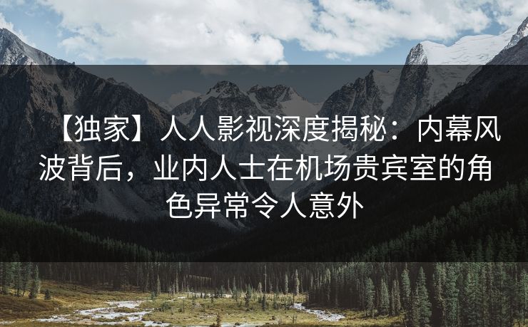 【独家】人人影视深度揭秘：内幕风波背后，业内人士在机场贵宾室的角色异常令人意外