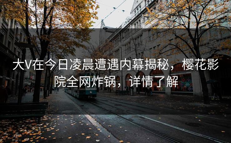 大V在今日凌晨遭遇内幕揭秘，樱花影院全网炸锅，详情了解
