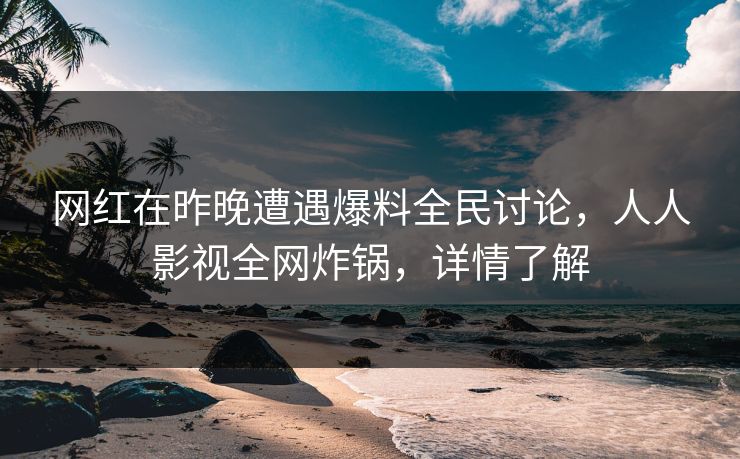 网红在昨晚遭遇爆料全民讨论，人人影视全网炸锅，详情了解