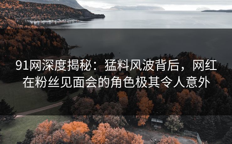 91网深度揭秘:猛料风波背后,网红在粉丝见面会的角色极其令人意外