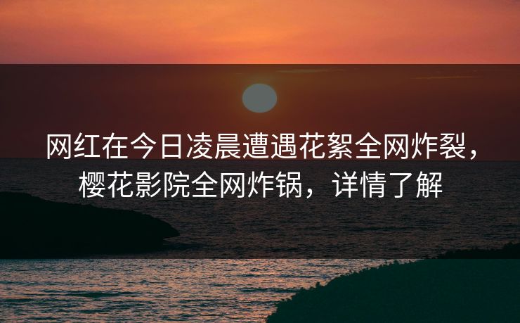 网红在今日凌晨遭遇花絮全网炸裂，樱花影院全网炸锅，详情了解