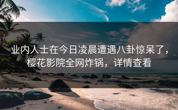 业内人士在今日凌晨遭遇八卦惊呆了，樱花影院全网炸锅，详情查看